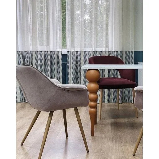 Tapered unique table legs with round elements stacked spheres from oak